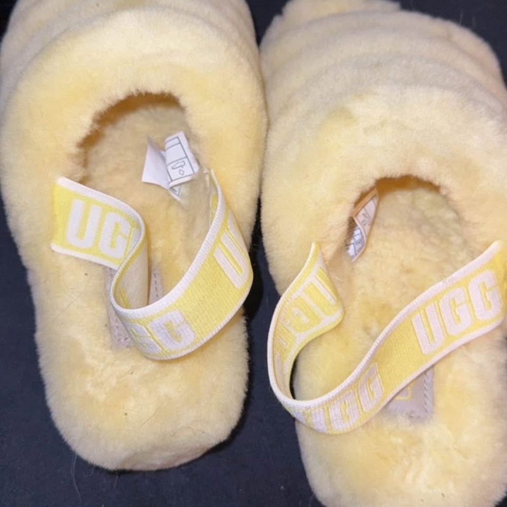 UGG Soft Yellow Fleece Slippers